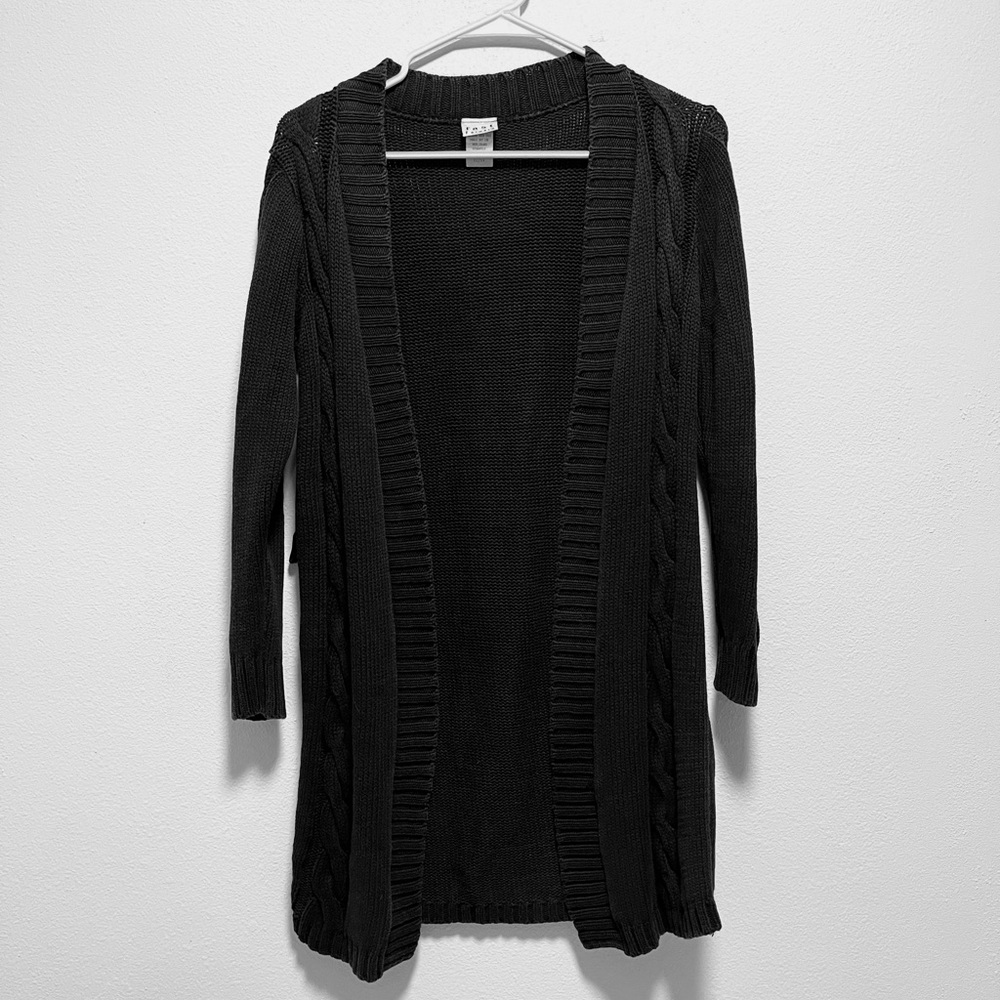 Black Long Sleeve Cable Knit Cardigan